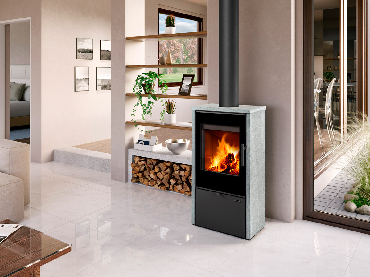 Romotop Laredo F mastenec kompaktné moderné krbové kachle dizajnové